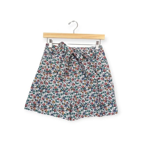J. Crew Factory Pleated High Rise Belted Floral Shorts Size 2 - Picture 1 of 8